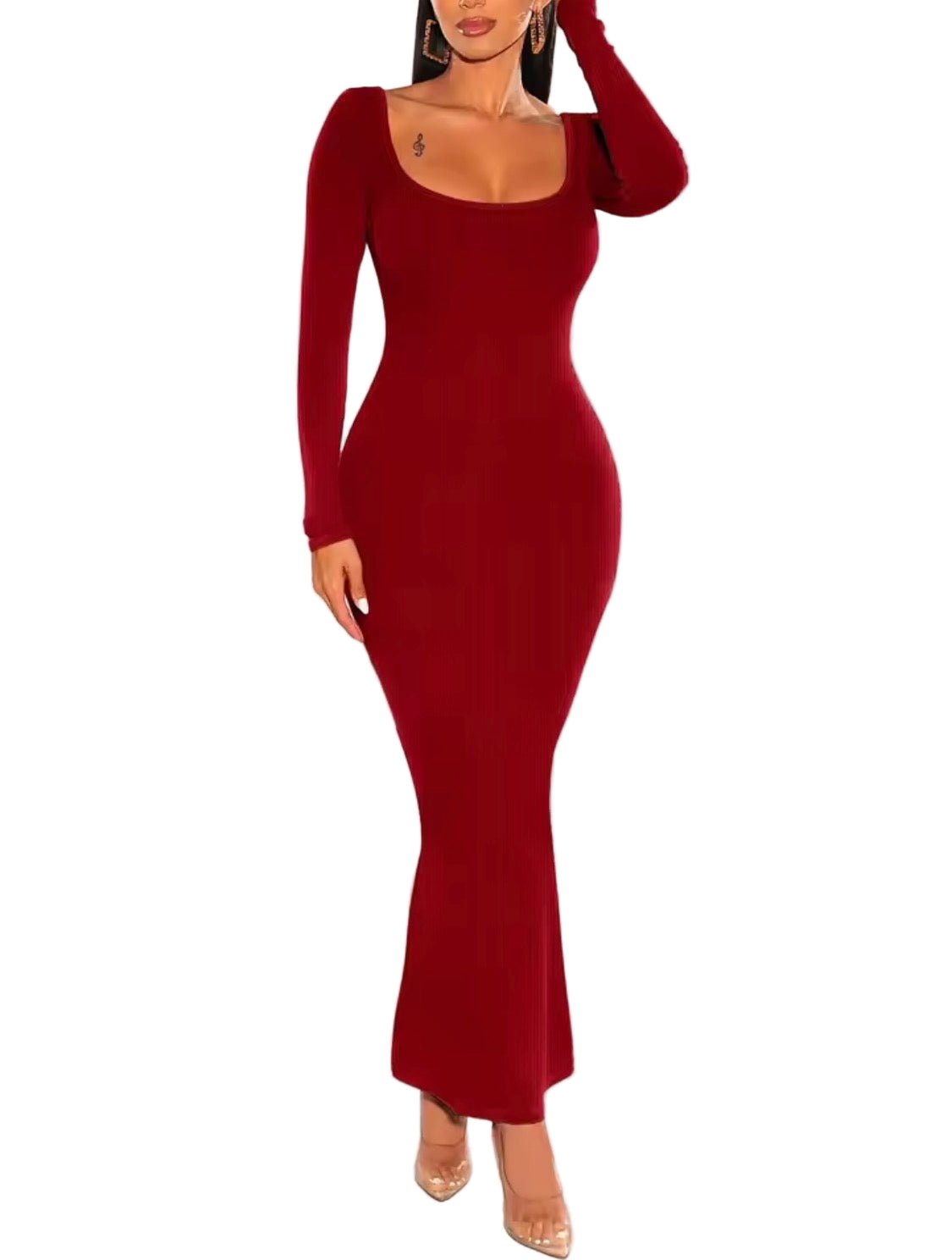 Ribbed Bodycon Dress - SHAPOURA
