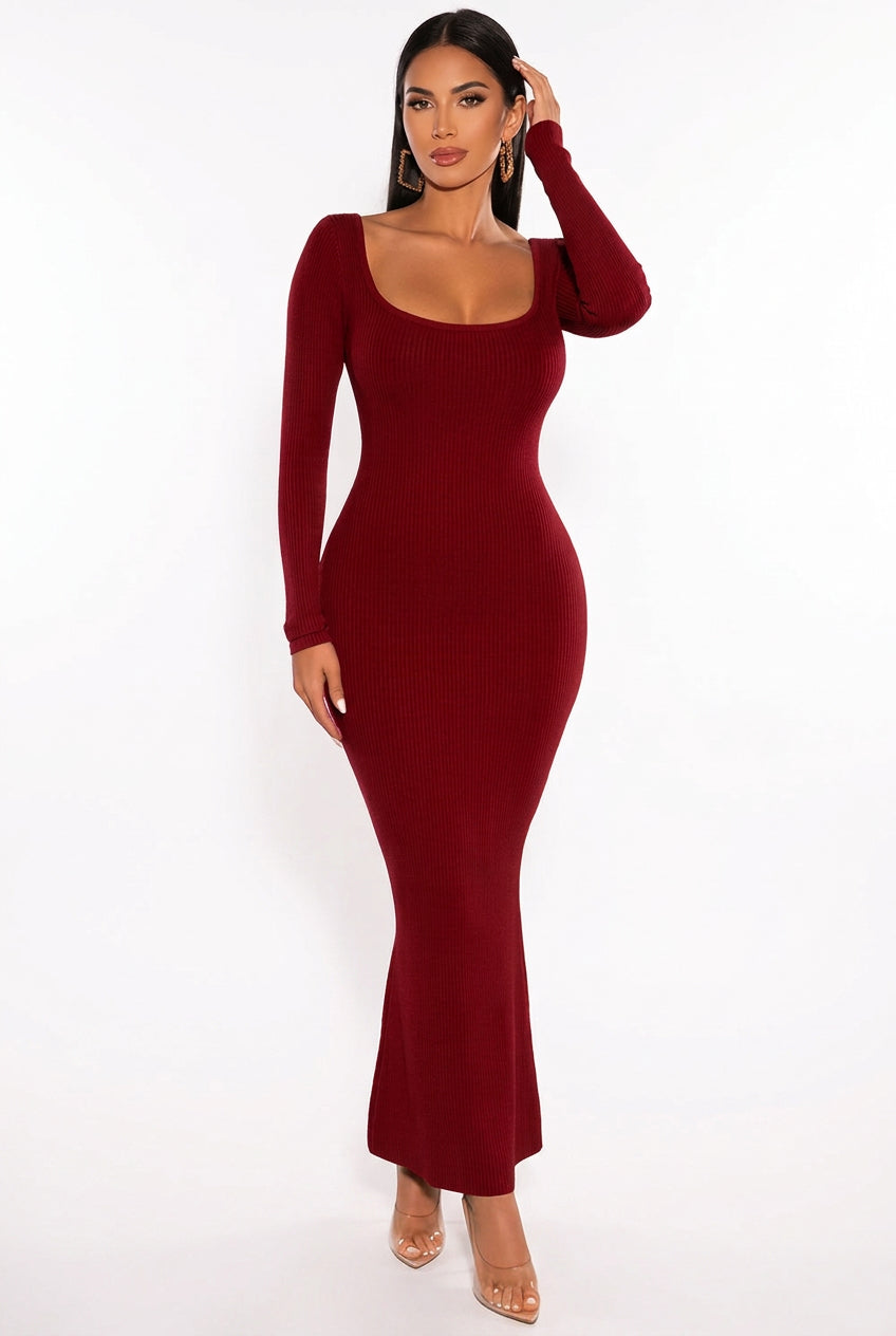 Ribbed Bodycon Dress - SHAPOURA