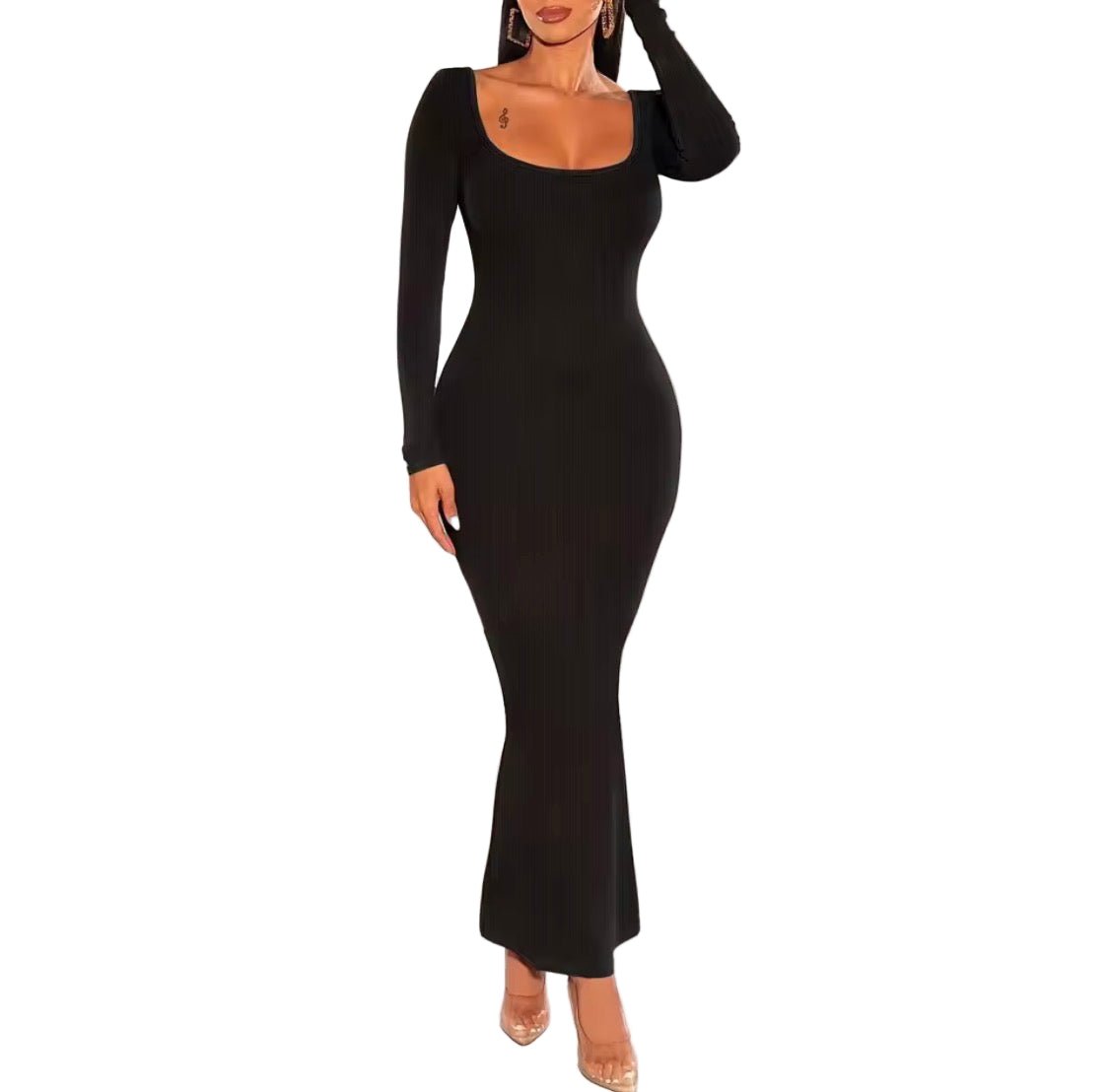 Ribbed Bodycon Dress - SHAPOURA